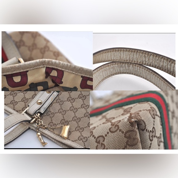 GUCCI Web Sherry Line Tote Bag GG Canvas Leather 137396 Brown 1852J - Picture 8 of 9